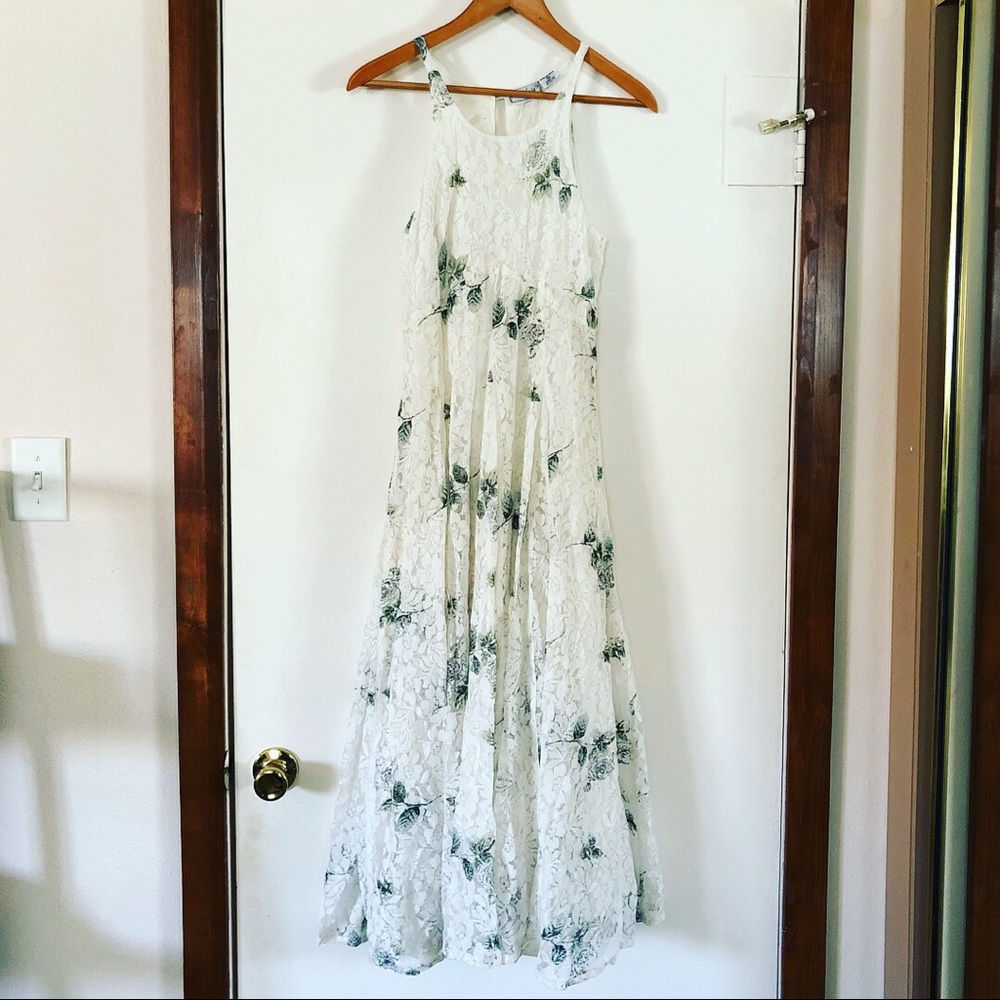 Nostalgia White Ankle Length Lace Dress